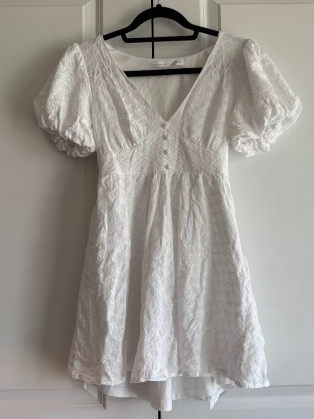 Altar'd State White Eyelet Babydoll Mini Dress